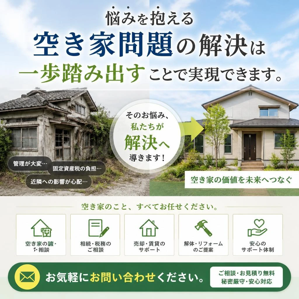 今すぐお問い合わせを！空き家の解決はプロにお任せ
